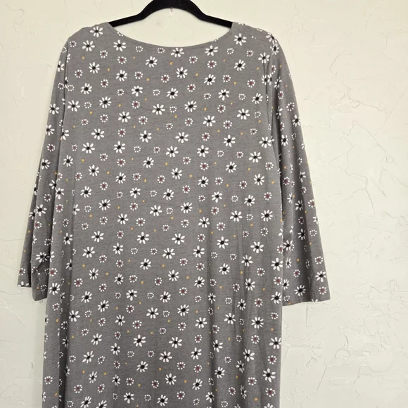 Gudrun Sjödén Floral Jersey Gray White Yellow Dress, XL - Picture 9 of 12